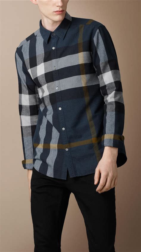 burberry brit men's long sleeve shirt|Burberry men's shirts 3x.